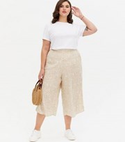 New Look Curves Light Brown Animal Print Crop Trousers